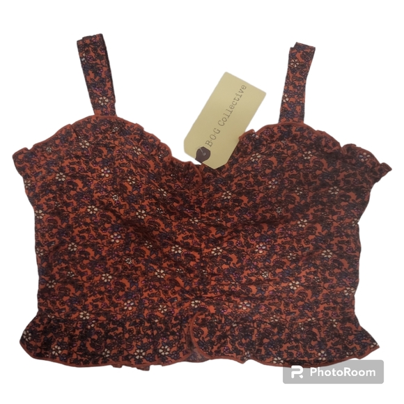 BOG Collective Crop Top NWT Floral Pattern Size Small - Picture 1 of 5